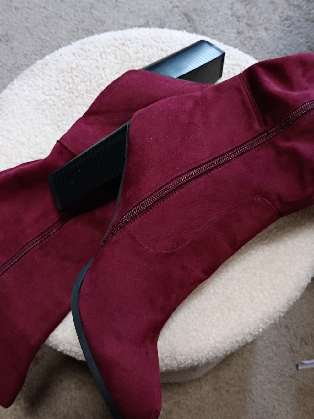 Style & Co. Over-The-Knee Boots in Burgundy Stretchable Faux Suede 11M